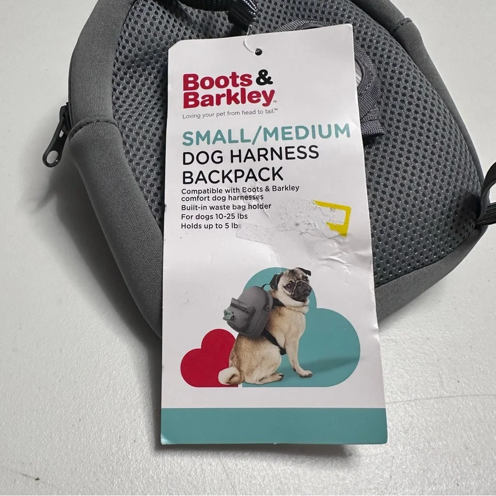 Boots & Barkley Gray Dog Harness  Backpack small /‎ medium or large/XL